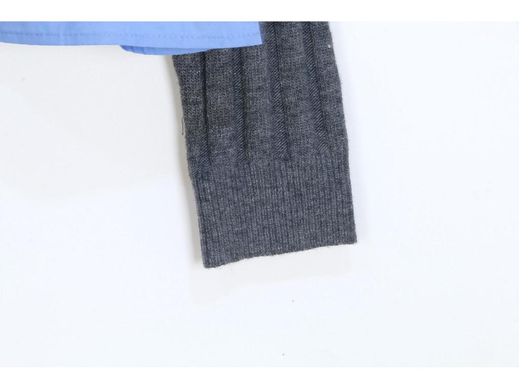 French Niche 2025 Spring-Autumn Color Block Knit Pullover Sweater with Shirt Collar