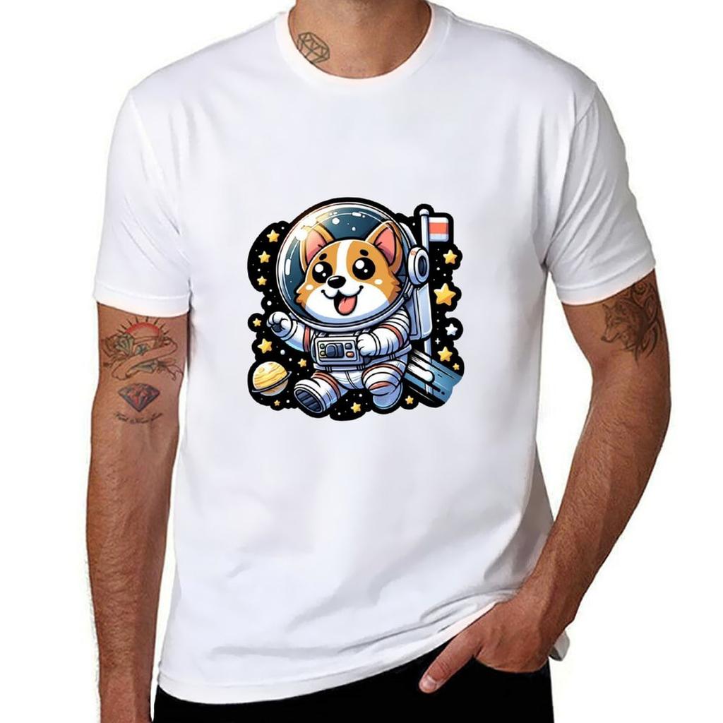 corgi astronaut TShirt Work Wear Simple Tee Shirt
