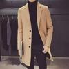 Red Woolen Men's Mid-Length Korean Style Slim Windbreaker Coat