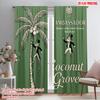 2pcs 2D Flat Printing Curtains Ambassador Coconut Grove Vintage Polyester Without Electricity Party Decorations Use for All