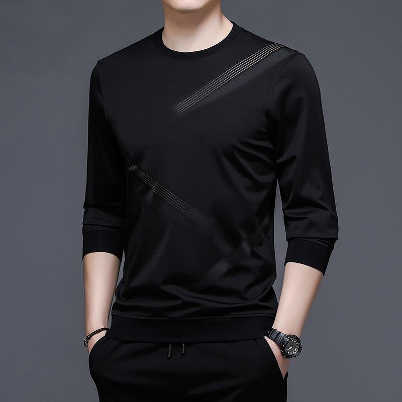 

Весна и осень, новая мужская футболка с длинными рукавами, китайская полосатая круглая горловина, модная мужская повседневная толстовка с принтом XXXXL