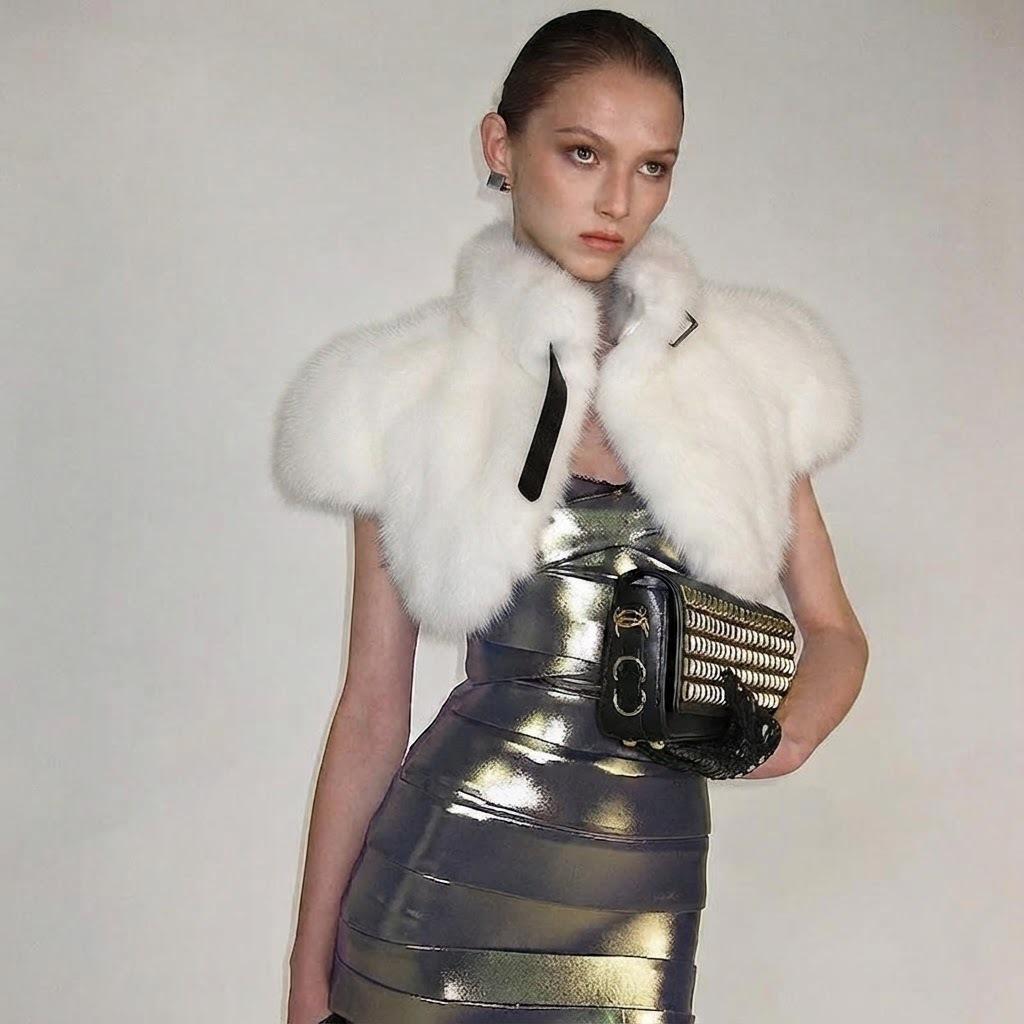 Women Faux Fur High Collar Short