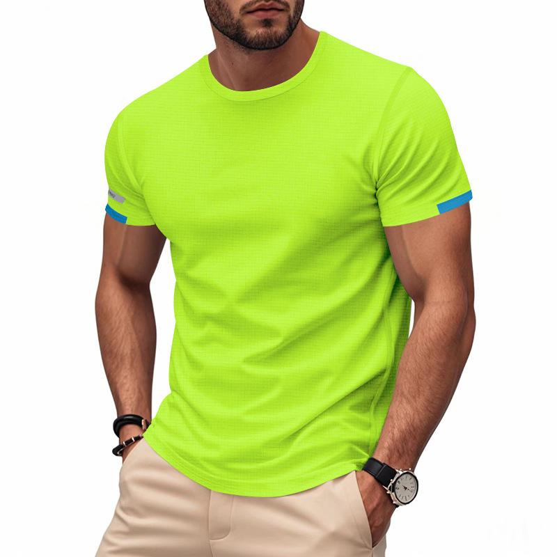 Letní Móda Kulatý Výstřih Patchwork Rychleschnoucí Sportovní Tričko Pánské Krátký Rukáv Ležérní Svetr Tričko Top Pánské