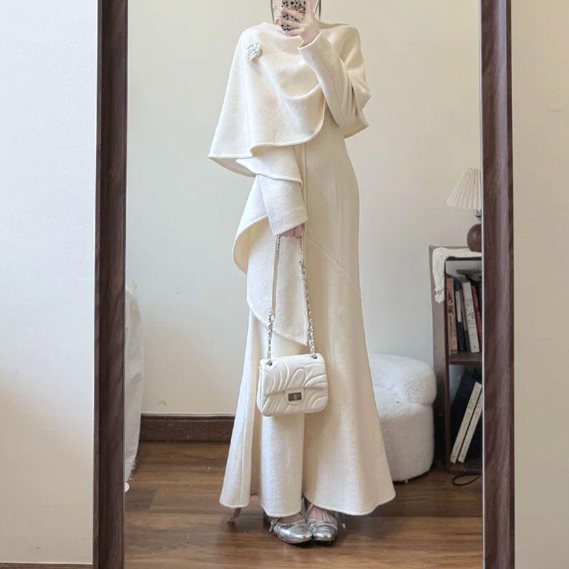 2025 Autumn/Winter Cloak & Mermaid Dress: Elegant Two-Piece Set
