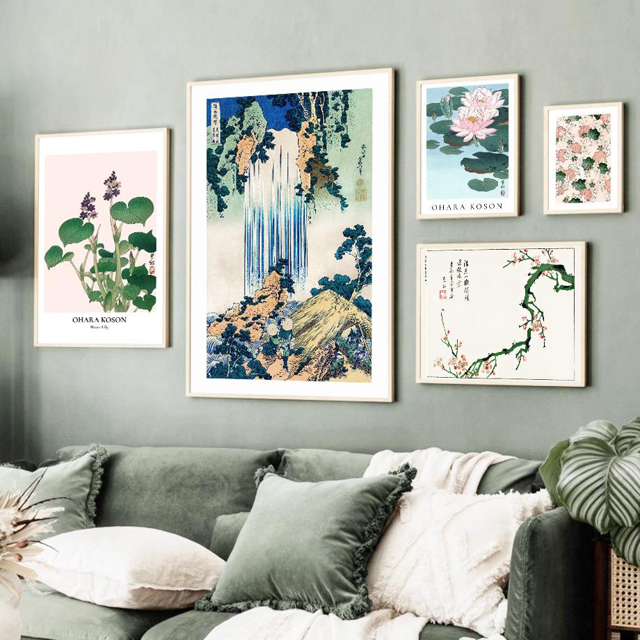 Hokusai Ohara Koson Japanese Art Poster Vintage Guest Room Home Bar Cafe Living Room Home Decoration Print Wall Poster Pictures