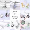 Charms  925 Sterling Copper Love Heart Sunflower Family Puppy Clip Charm Fit Bracelets Original Beads Women Souvenir DIY Zircon