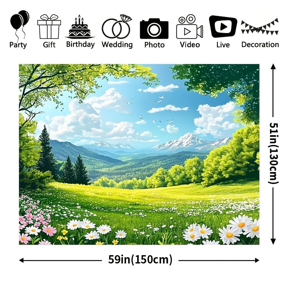 2D Plane Spring Scenery Background Cloth Sweet Flowers and Plants Party Supplies Interior and Exterior Decoration Polyester