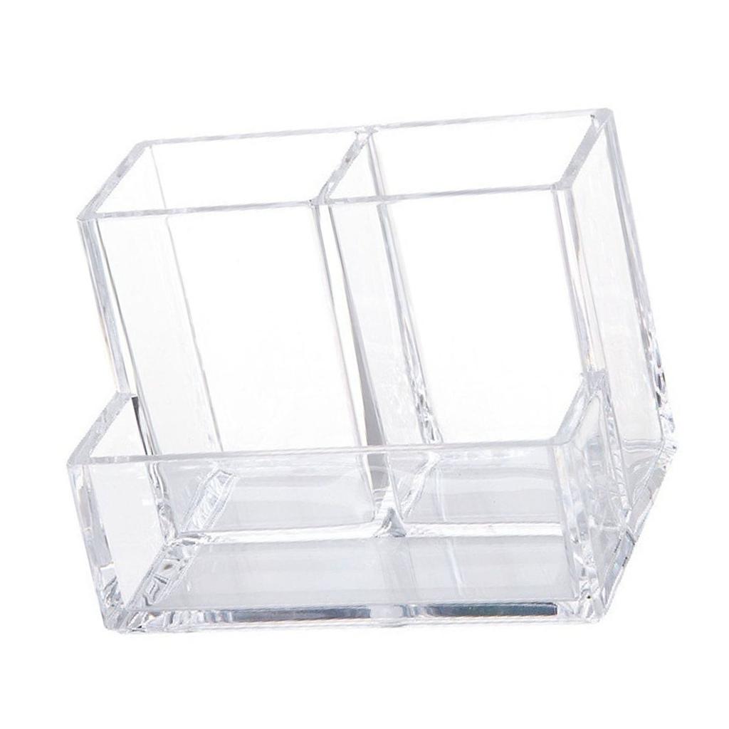 Transparent Acrylic Pen Holder 3 Compartment Large Capacity Students Desktop Storage Organizer for S