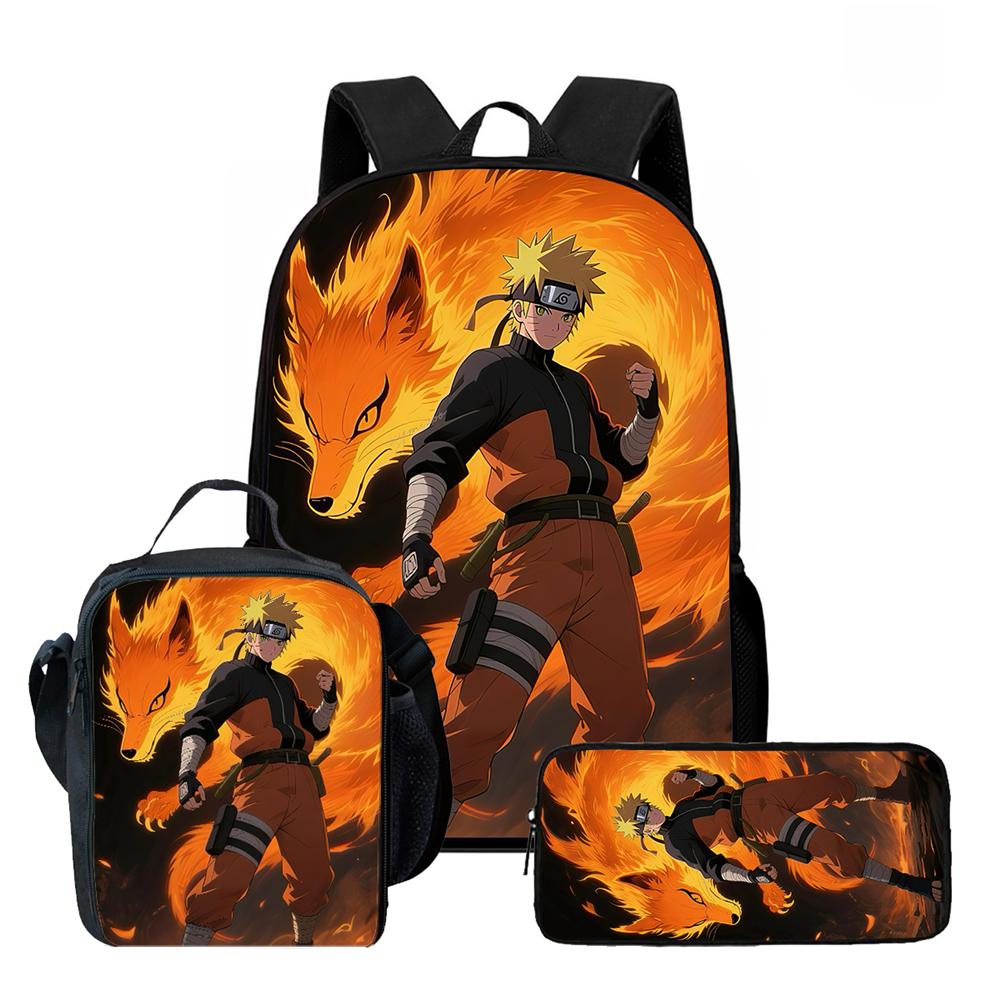 NARUTO Children School Daily Pack, 16 Inch Lightweight Animated Pupil Carrier, Dual Zip Pockets Durable For Boys Girls Age 4-10