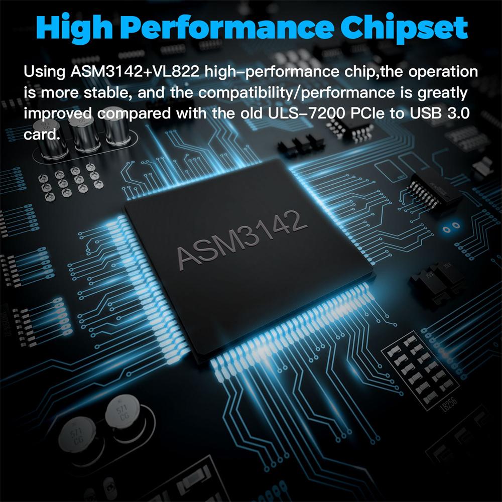 USB 3.2 PCIe Card PCIe X1 USB 3.2 Expansion Card 5 USB-A and 2 USB-C Ports MAX 10Gbps for Desktop Computer