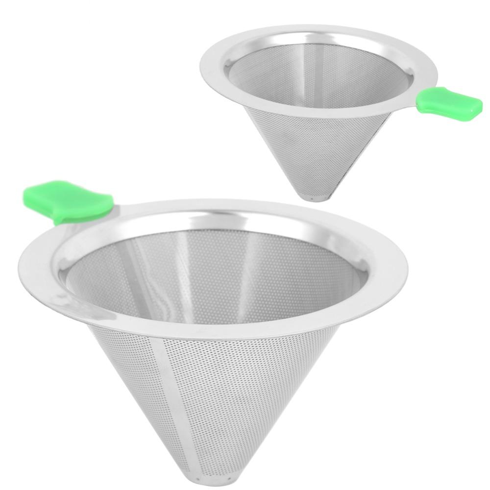 Stainless Steel Pour Over Coffee Filter Double Layer Drip Coffee Maker Coffee Drip Cone Home Use