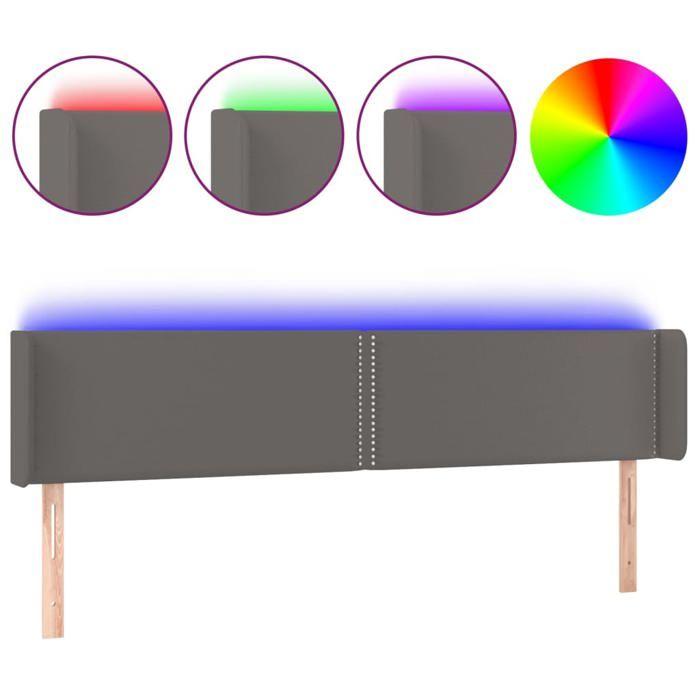 VidaXL LED Headboard Bedroom Furniture Double Bed Accessory Head of Bed Frame Interior Grey 3123208