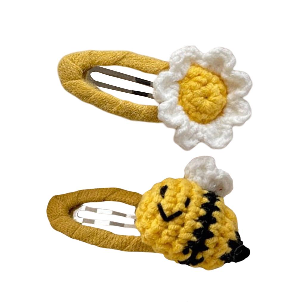 2PCS Honeybee Theme Hair Clip Set Korean Styles Hairpin Fashionable Hair Ornament Festival Decorative Hair Clip Hair Tie