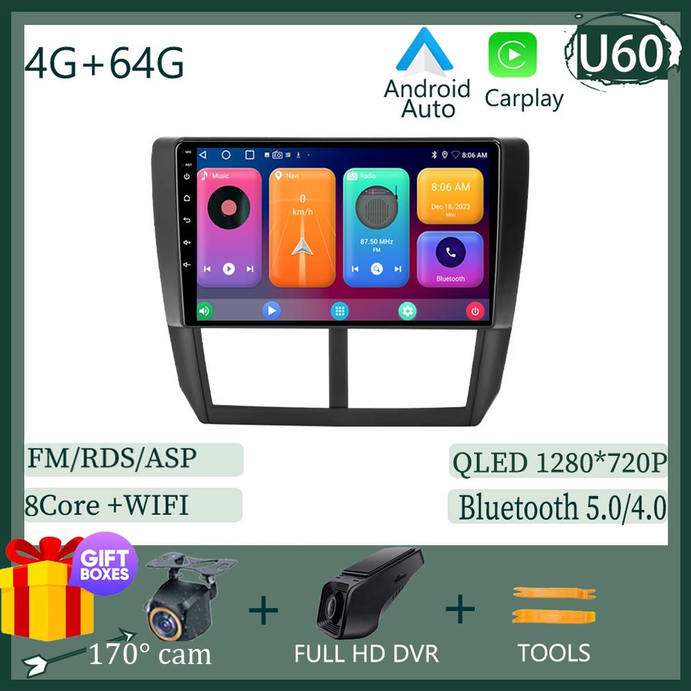 Android 13 Carplay Car Radio For Subaru Forester 3 SH 2007-2013 For Impreza GH GE 2 Din Multimedia Player Carplay Auto Stereo