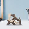 Cute Wood Dog Human Statue Craft Figurine Desktop Table Ornament Carving Model Home Room Decoration Pet Sculpture Christmas Gift