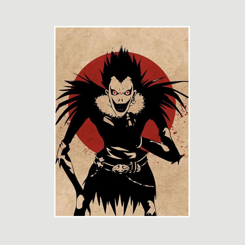 

Класичний японський плакат Death Note Мультяшна фігурка L Ретро білі паперові плакати та принти Живопис Домашній декор Бар Вітальня Фреска 42x30cm
