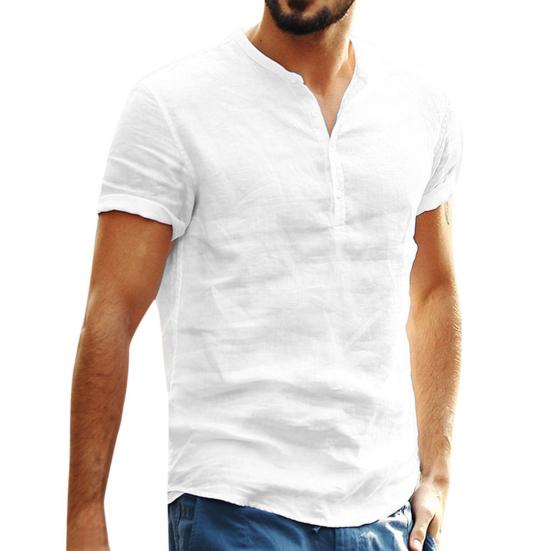 Shirt Short Sleeve Breathable Casual Men Single-breasted Shirt for Daily Life