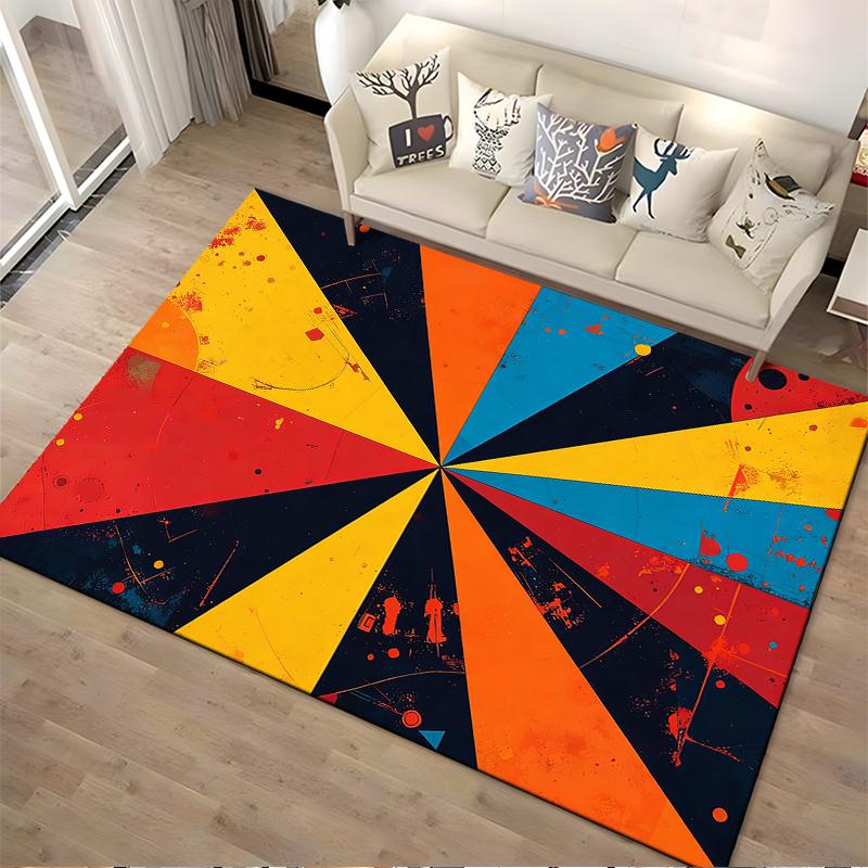 Colorful Abstract Geometric Carpet with Splatter Art Design Suitable for use as an anti-slip for living room bedroom sofas