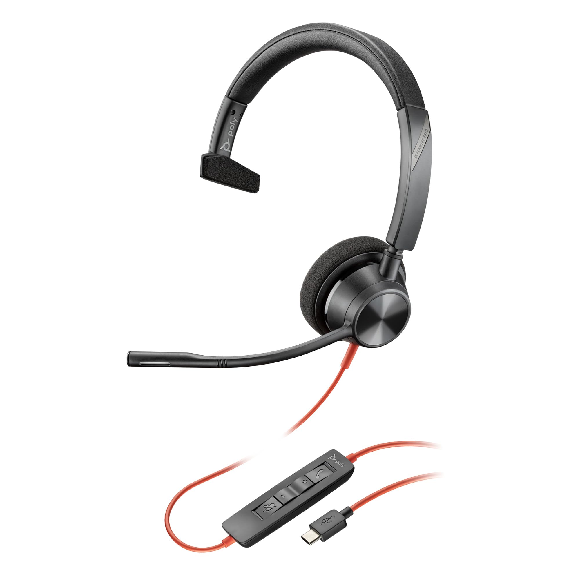 

Poly BlackWire 3310 Wired Headset (formerly Plantronics, Polycom, HP-Poly) 8G0Y7AA, Microsoft Certified USB-C Connection, Noise Cancelling, with