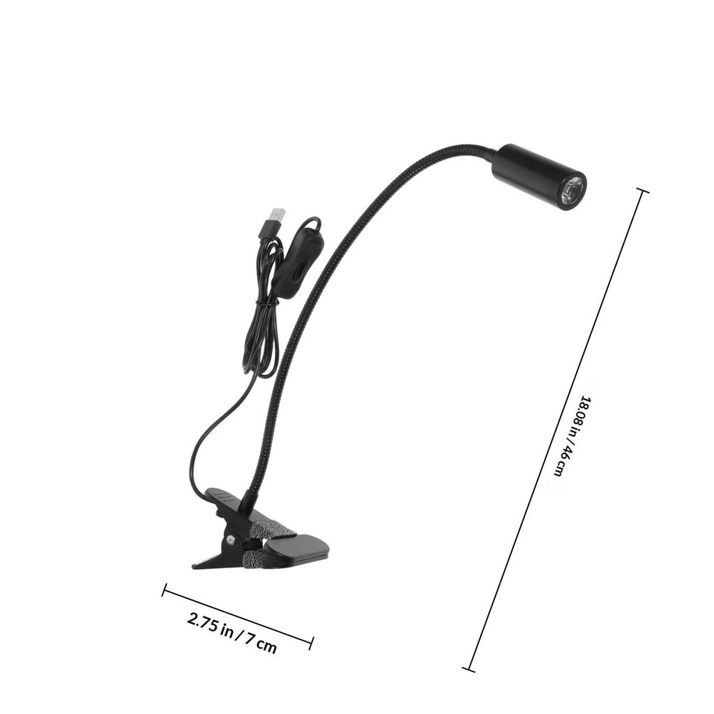 LED 3W Reading Light Clip Lamp Flexible Gooseneck Table Desk Workshop Eye Protection USB Powered Work Spotlight
