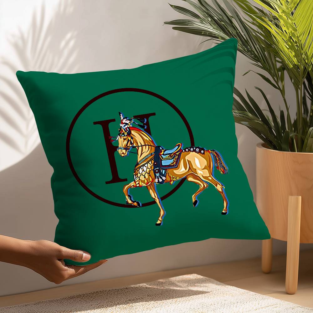 Luxury Horse Pillow Case Plush Fabric Soft  Pillowcase Double Sided Print Cushion Cover Household Gifts