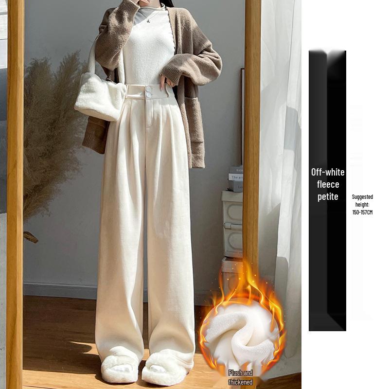 Women's High-End Black Drapey Straight-Leg Wide Suit Pants - Slimming, Casual Fit for Spring/Summer, Ideal for Pear-Shaped Bodies.