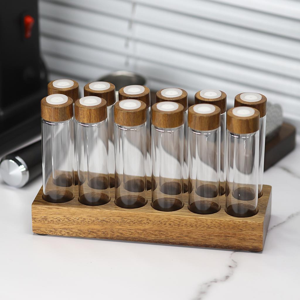Kaffeebohnen Aufbewahrungsbehälter Präsentationsständer Walnuss Tee Dose Flasche Glas Espresso Kaffee Zubehör Werkzeug Barista Kaffeegeschirr Sets