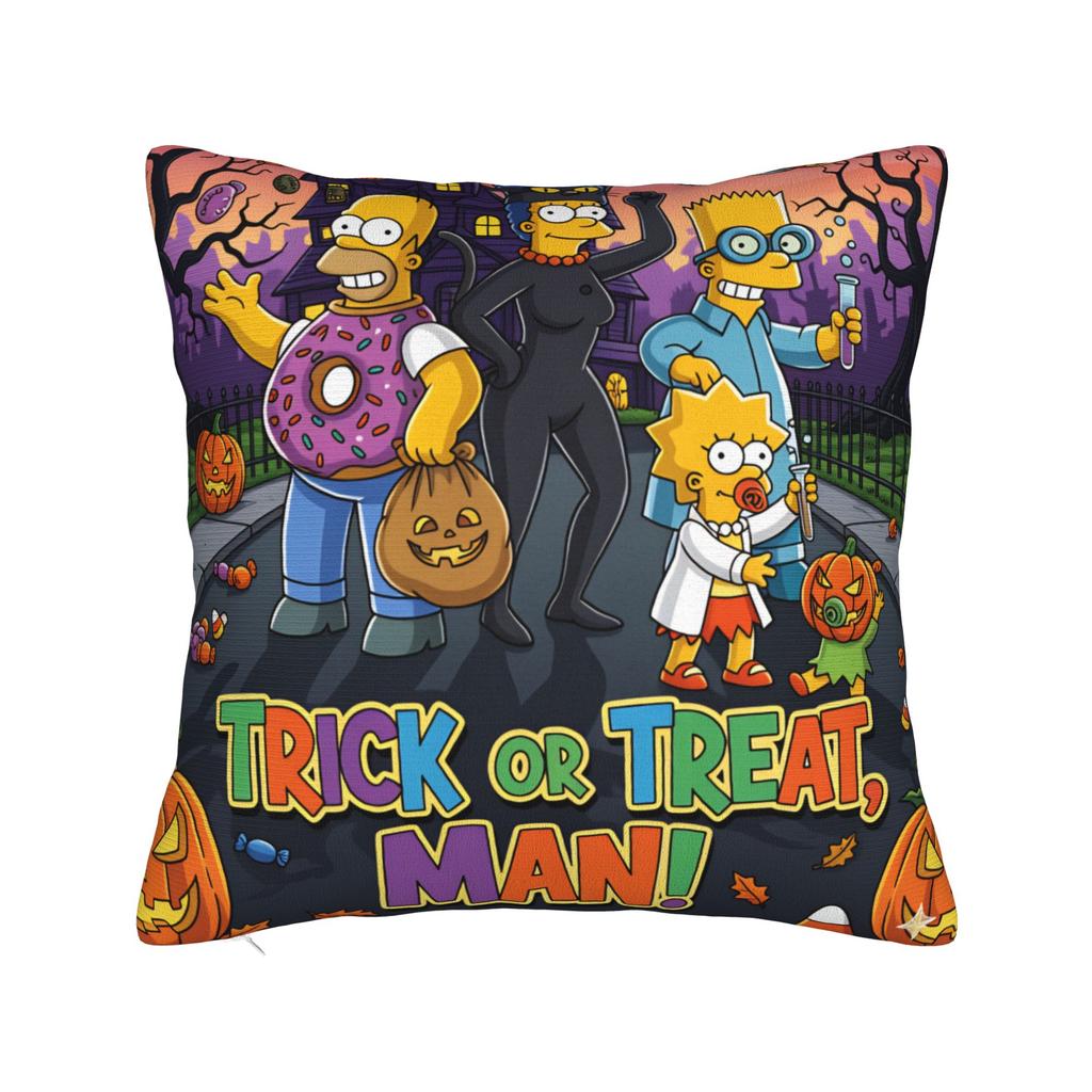 Pillow Cover SSimpsons Spooky Springfield Shenanigans Halloween Novelty Pillow Case For Couch Sofa Bedroom Pillowcases
