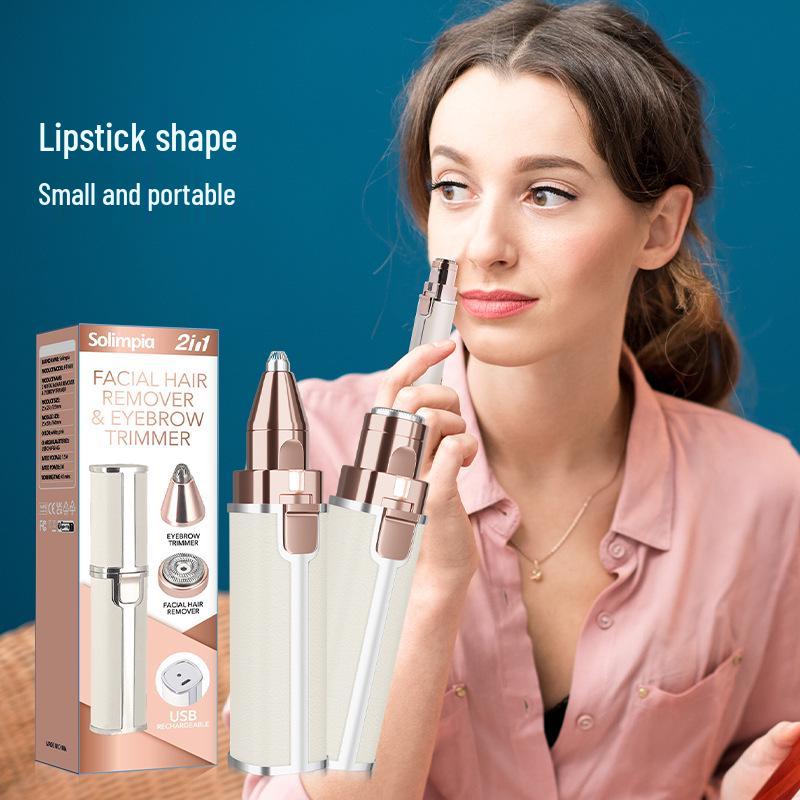 Women's Portable USB Rechargeable Eyebrow and Facial Hair Trimmer