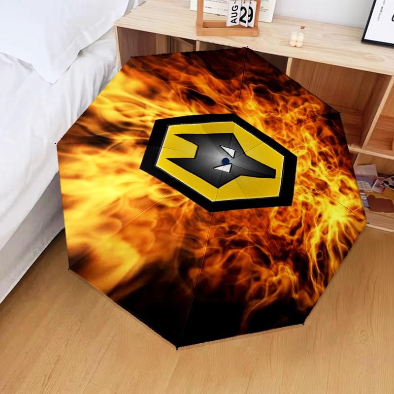 1PC Wolves Team Emblem Printed Umbrella Folding Umbrella, Automatic Umbrella 8-Frame for Travel, Camping Fan Gifts Christmas Gifts