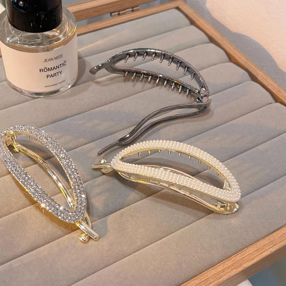 Diamond Inlay Rhinestone Banana Shape Hair Claws Decorations Barrettes Ponytail Holder Hairpins