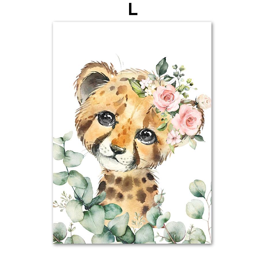 

Плакат на скандинавскую тему Тигр Лев Леопард Кролик Жираф Зебра Слон Милый настенный художественный принт Холст Картина Настенные панно Декор детской комнаты 21x30cm No Framed