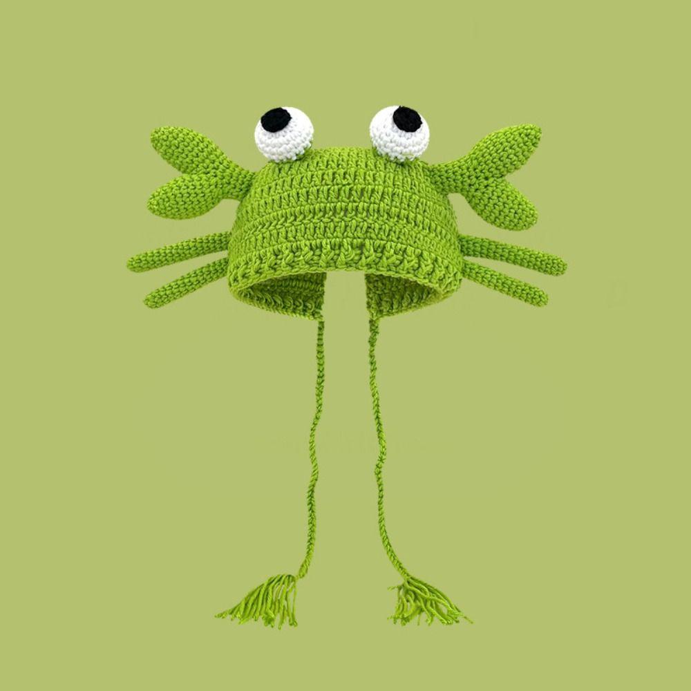 Knit Crab Beanies Hat Korean Drawstring Hat Cute Crab Pullover Cap  Apparel Accessories