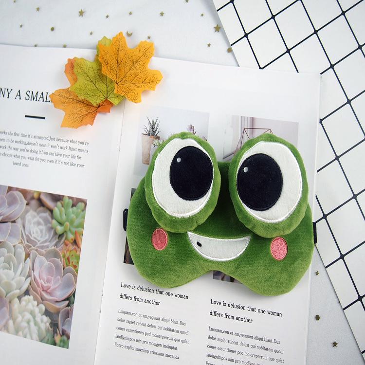 Sam Accessories Plush Frog Eye Mask - Breathable Light-Blocking Sleep Protection with Big Eyes Design.