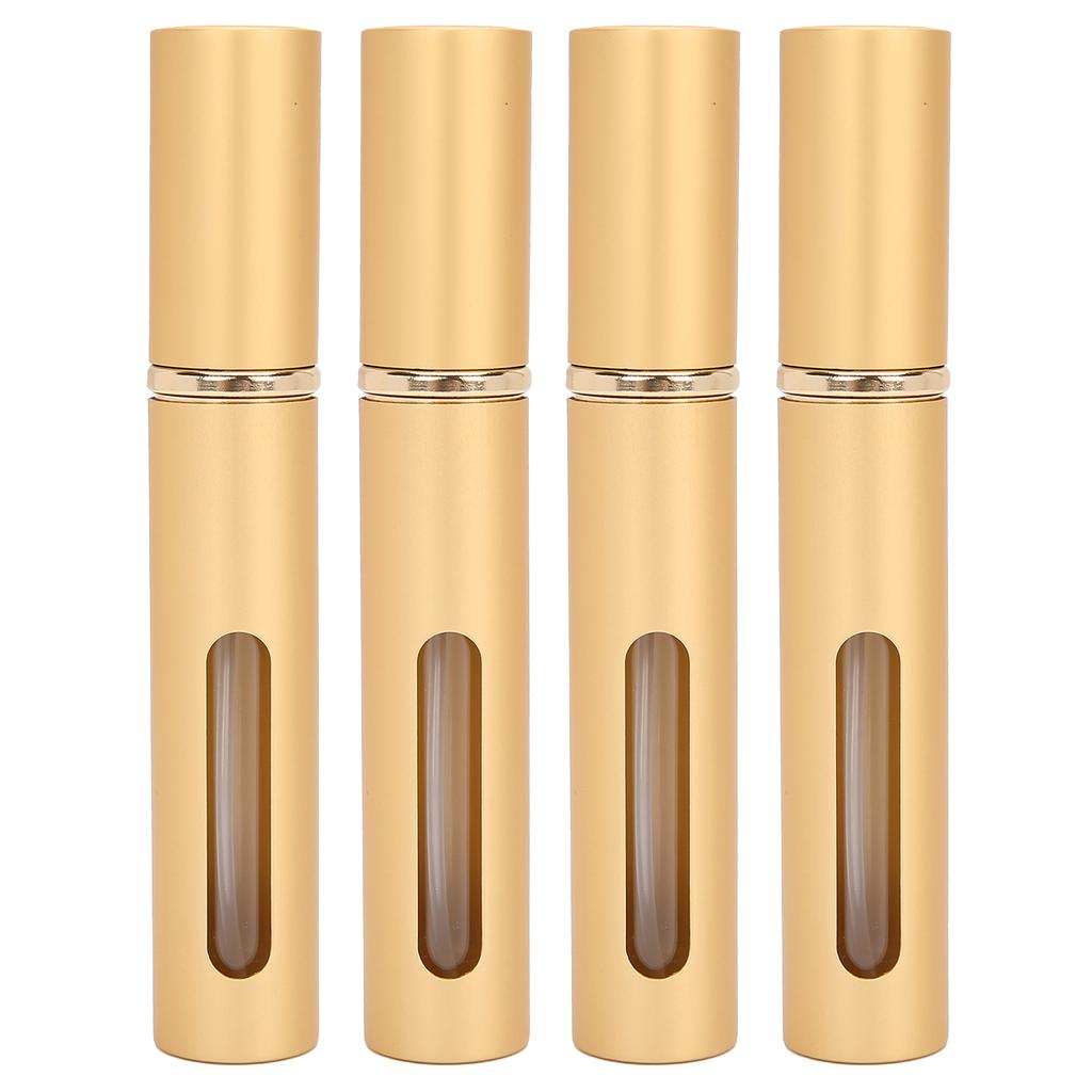 Refillable Perfume Bottle Glass Outdoor Portable Empty Spray Bottle Container 10ml x 4pcsGold