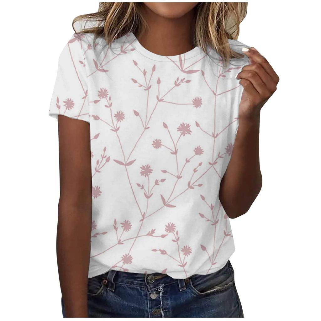 Women's T-shirt dandelion flower 3D printed casual round neck short sleeved T-shirt