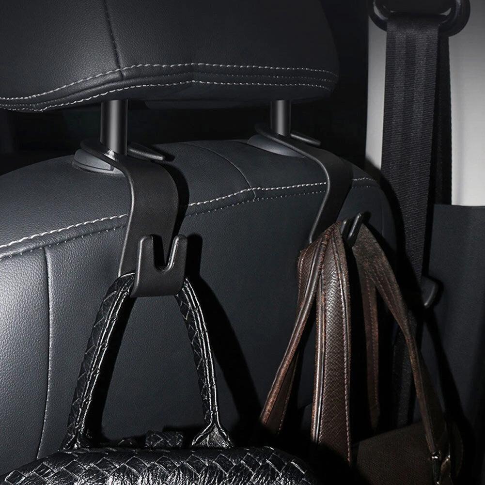 2pcs Car Back Seat Headrest Hook Bendable Car Storage Holder Portable Hanger Hook for Bag Purse Cloth Grocery Interior Access