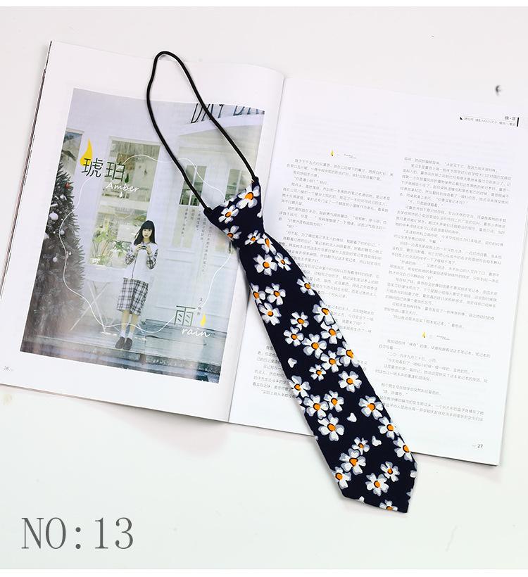 6CM Floral Lazy-tie Rubber Band Neckties For Women College Girls Shirt Uniform Neckwear Korean Style Narrow Knot Free Small Ties