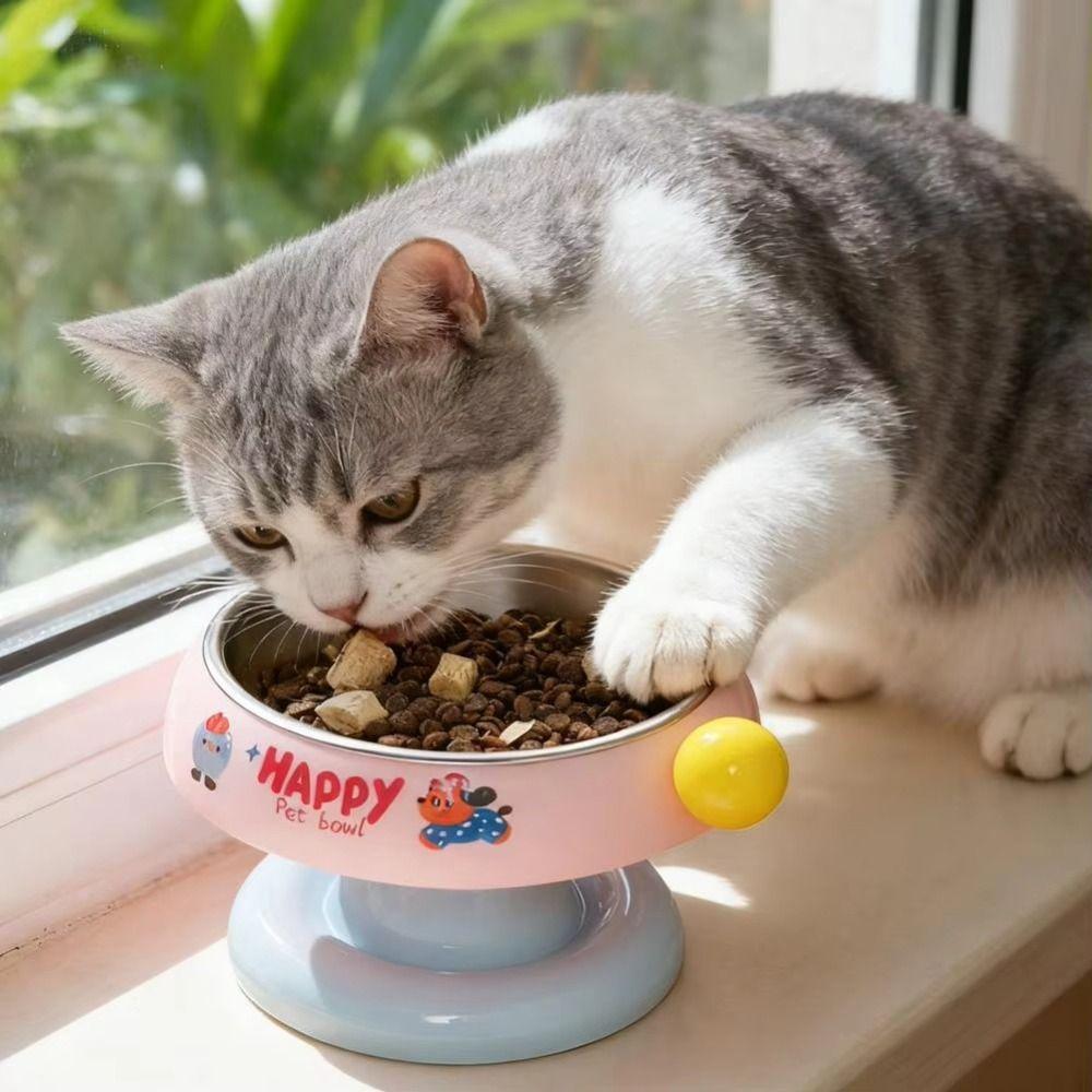 Dopamine Cat Bowl Stainless Steel Dog Bowl Pet Bowl  Protects Cervical Spine for Kittens And Dogs
