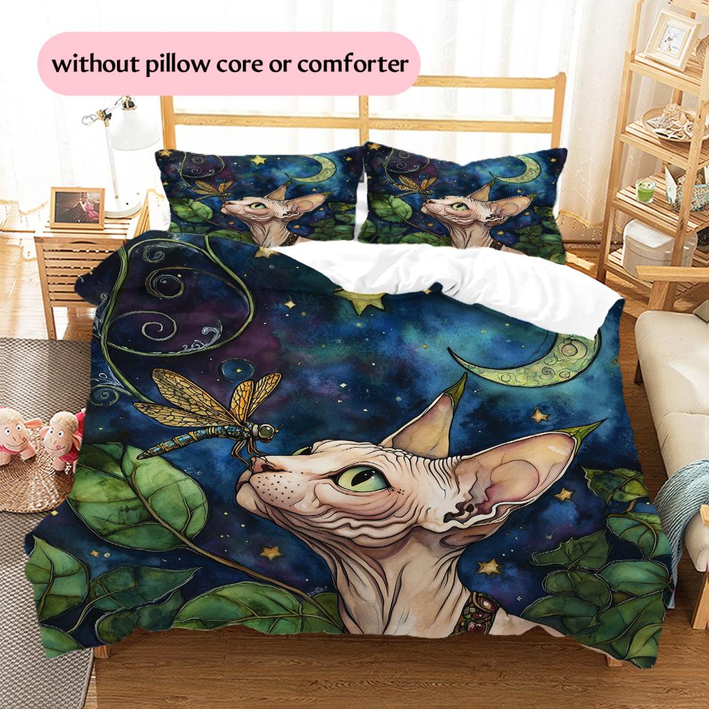 Watercolor Dog Pattern Bedding Quilt Set Home Decoration Gift (1 * duvet cover + 2 * pillowcase without core)