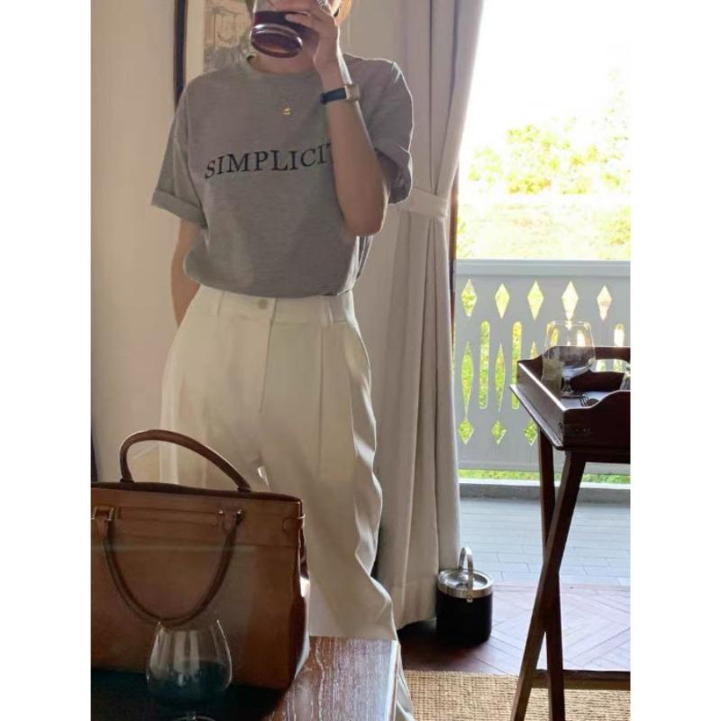 

Летняя женская футболка свободного кроя с круглым вырезом, короткими рукавами и буквенными принтами 2XL серый