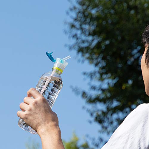 Strix Design Pocket Straw, Made in Japan, with Adjustable Joint and Replacement Straw, Blue, One-Handed Opening, One-Touch Opening, PET Bottle Straw C