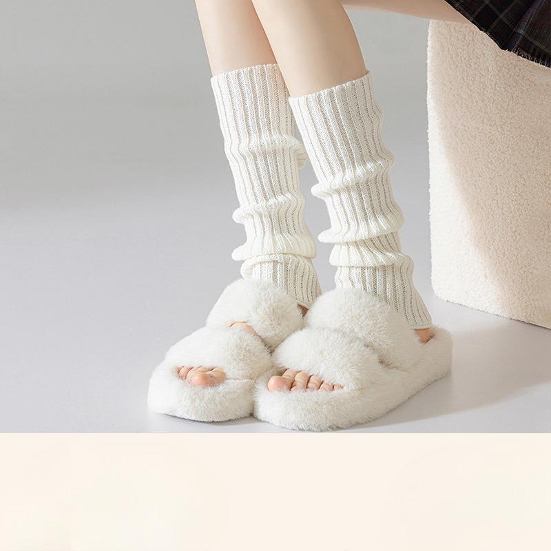 

Female Autumn and Winter Warm Knit Calf Pile Pile Sock 1 pair белый