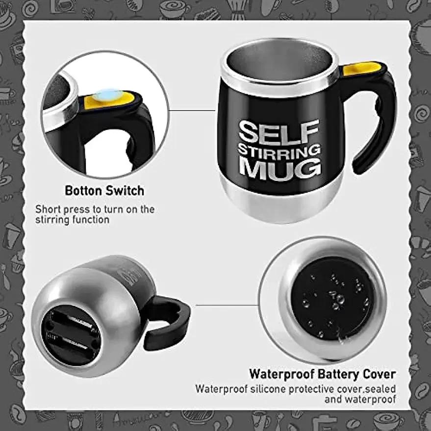 Automatic Stirring Coffee Cup, Stainless Steel, Magnetic Mixing Cup, Milk, Tea, Coffee Mug, Portable Thermal Cups, 450ml