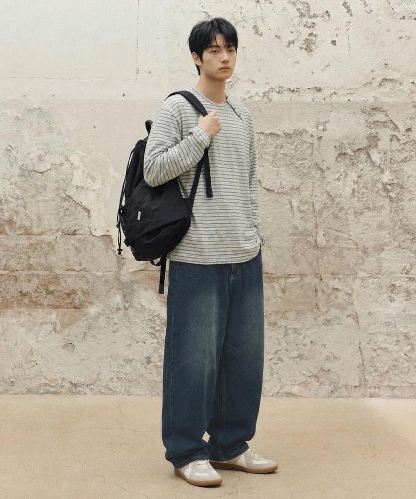 AGOD Washed Vintage Wide Balloon Denim Pants [Sand Indigo]