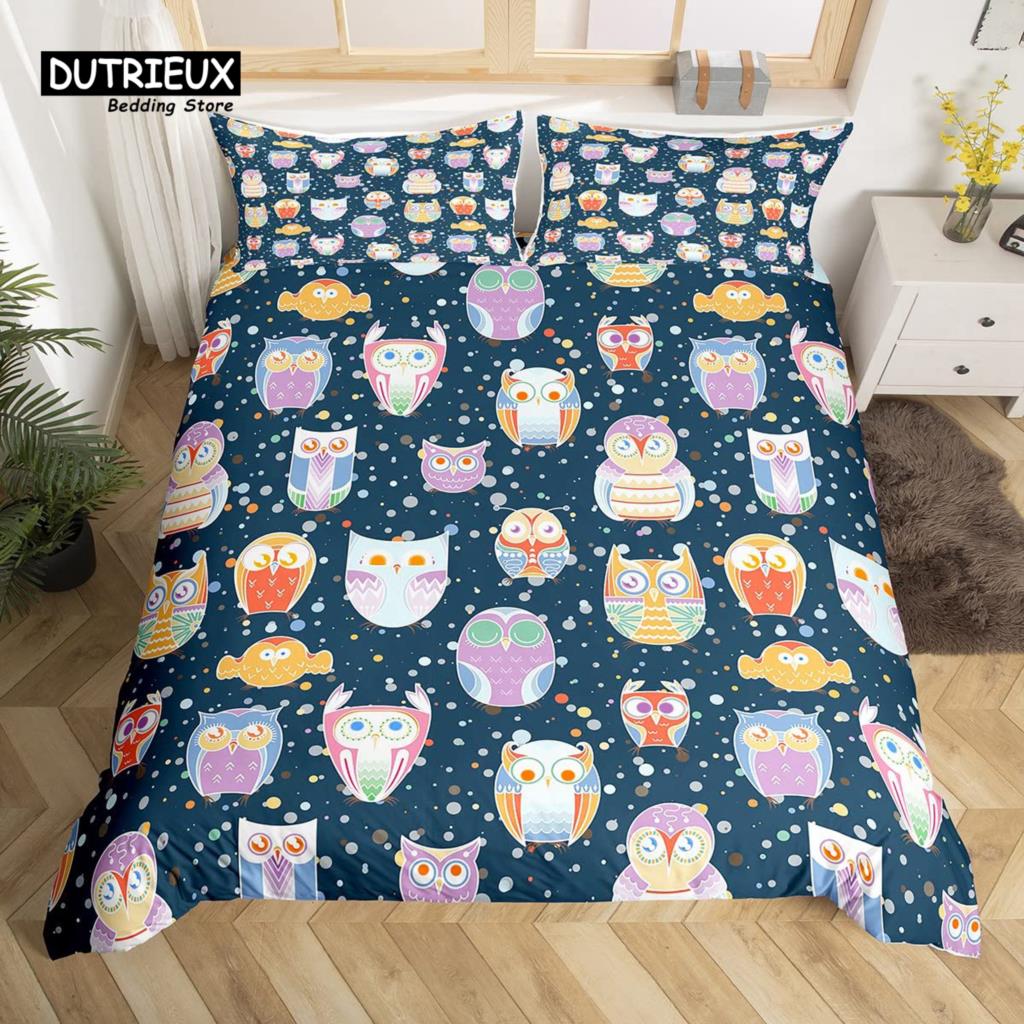 Kawaii Bear Duvet Cover Set Twin King Size Cartoon Animals Bedding Set Polyester Parachute Blue Sky White Cloud Comforter Cover