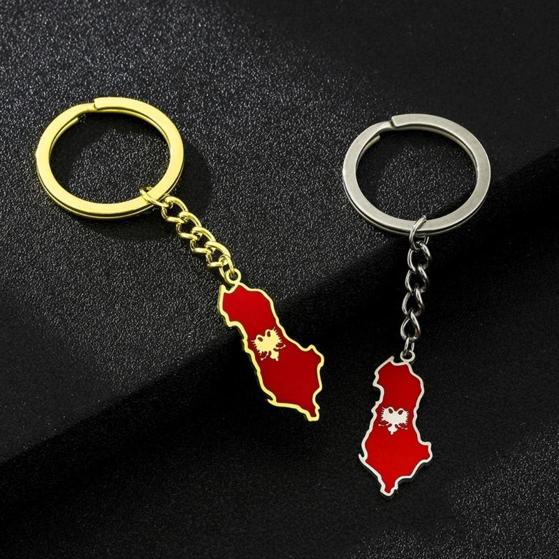 Albania Eagle Map Flag Keychain Ethnic Style Keyrings Jewelry Accessory for Bag