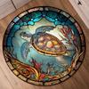1pc Coral Turtle Pattern Round Rug, Non-slip Floor Mat for Living Room, Bedroom, Bathroom, Holiday Home Decoration