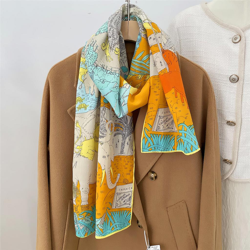 Gift for Mom Thin Silk Scarf Small Shawl for Women 2024 New Long Style Elegant Fashionable Large Ribbon Decoration