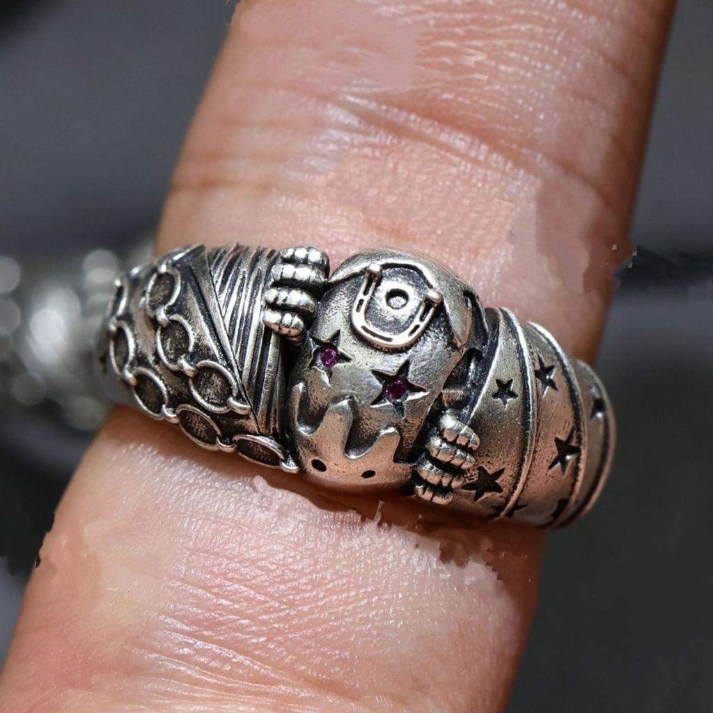 Anime JOJO Steel Ball Run Jonathan Joestar Tusk Cosplay Ring Vintage Gothic Adjustable Silver Ring Jewelry Accessory